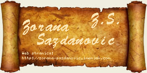 Zorana Sazdanović vizit kartica
